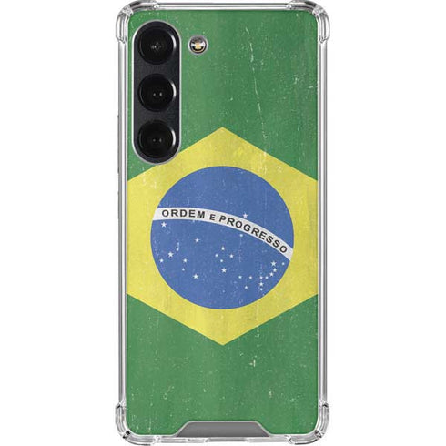Brazil Flag Distressed Galaxy S23 Clear Case
